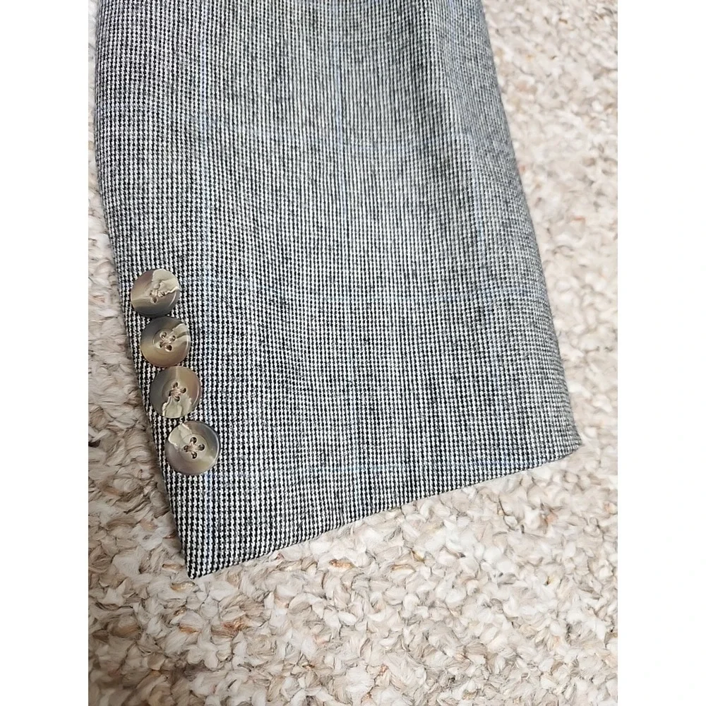 Vtg CHAPS By Ralph Lauren Wool Gray Blue Blazer Jacket 44R USA‎ Windowpane